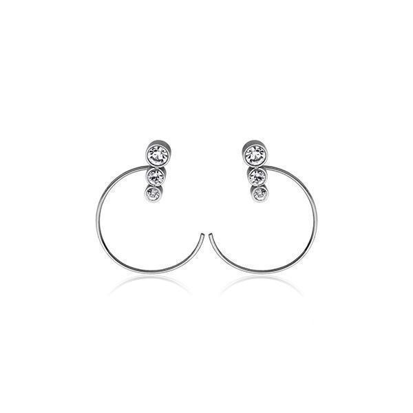 CJ Steelx Stainless Steel Slider Hoop Earrings with Preciosa Crystal