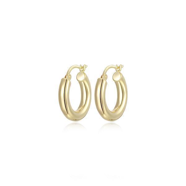20mm Polished Tube Hoop Earrings - Gold