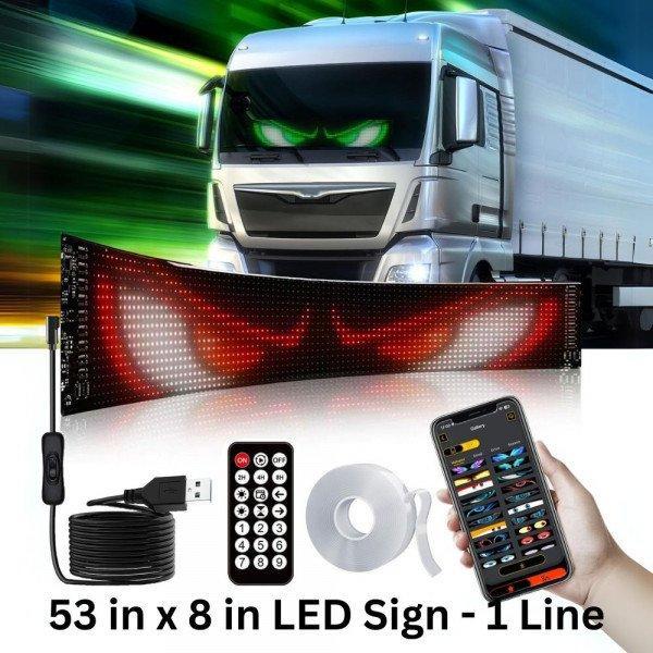 RGB LED Colorful Scrolling Animation/Text Message Sign Digital Screen Display Board Waterproof 53in x 8in - 1 Line for Bespoke Design Adjustments - Black