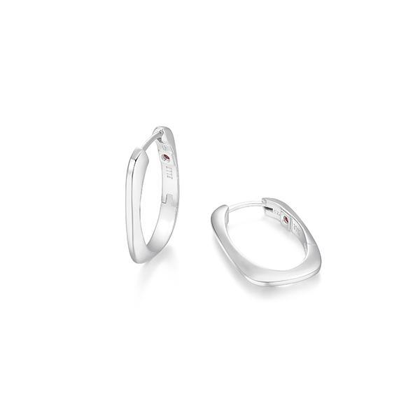 ER2LCRZA0-W Sterling Silver ALLURE Cushion Rectangular Shape 25x16mm Hoop Earrings