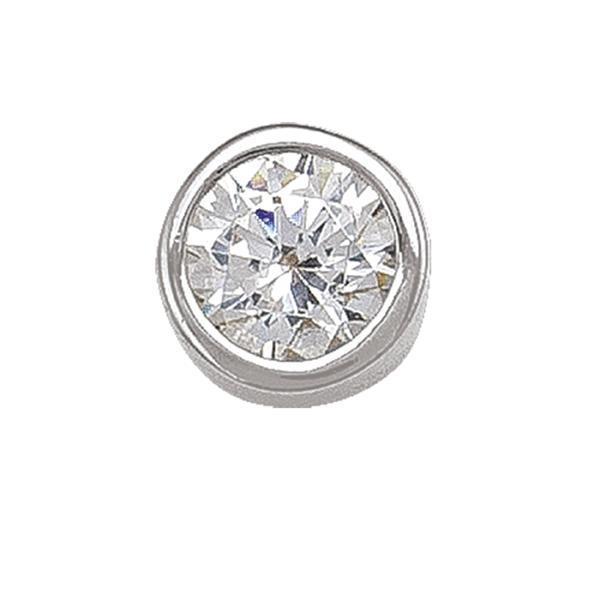 10K Silver Round Cubic Zirconia Stud Earrings