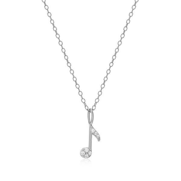 CJ Monte sterling silver lab­-created diamond music note necklace