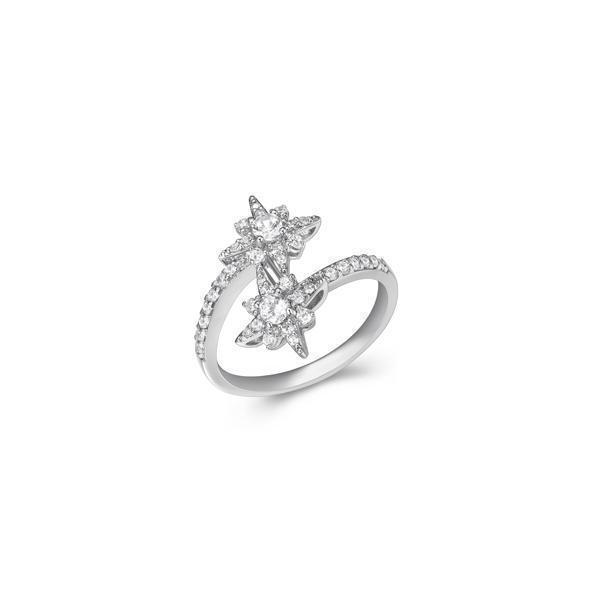 Diamondlite Cubic Zirconia Double Star Ring - Silver - Size 6