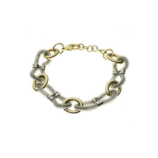 CJ Steelx Mesh Chain & IP Gold Oval Link Bracelet