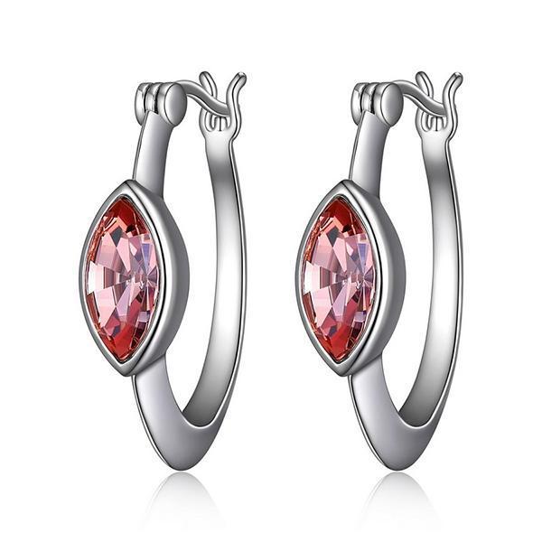 ER2LCDM96-W Sterling Silver EXPRESSION Antique Pink Swarovski Crystal Hoop Earrings