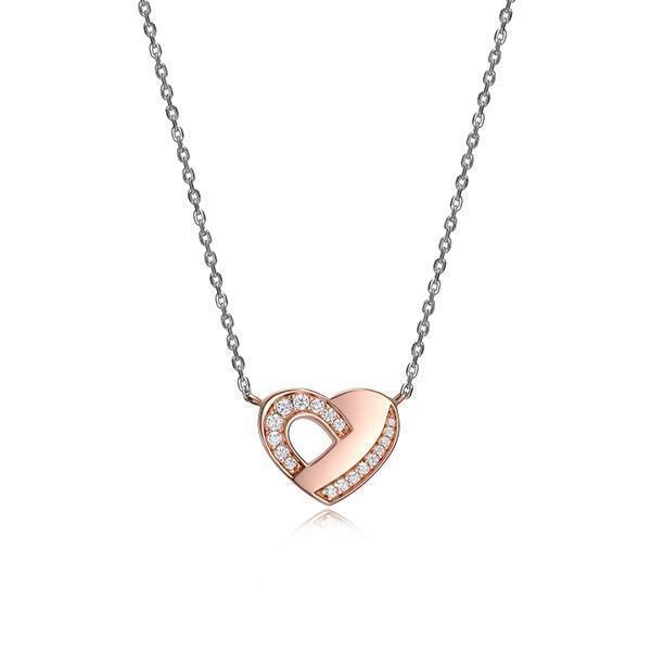 NR0LBU9-2T "Motif" Heart with Cubic Zirconia Necklace