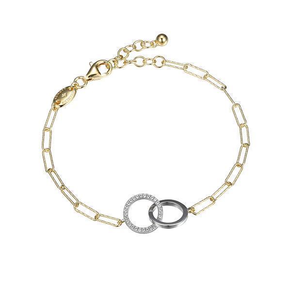 BCGS1Q1AB-2T Sterling Silver "PAPERCLIP" Diamondlite Interlocking Circles Bracelet