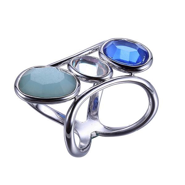 RR4LA4GAL-W-8 Sterling Silver SUGAR MELON Synthetic Green and Blue Quartz and Crystal Ring Size 8