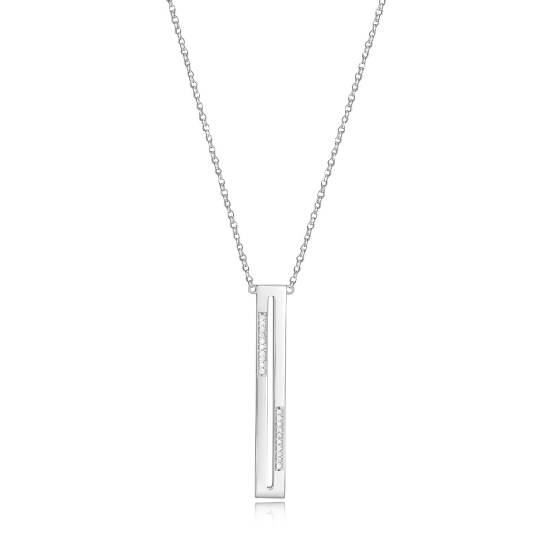 NR0LBLW0-W Horizon Cubic Zirconia Stick Long Necklace