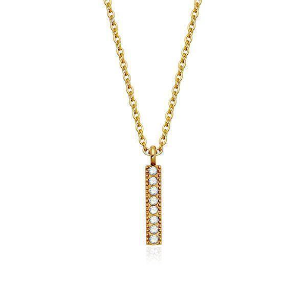 CJ Steelx White Crystal Birthstone Bar Necklace - April