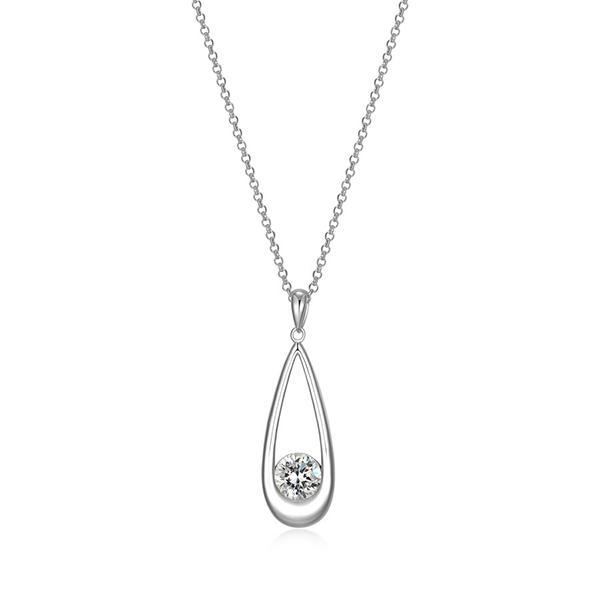 NR3AWY000-W-17 Sterling Silver Diamondlite Cubic Zirconia Teardrop Necklace Size 17