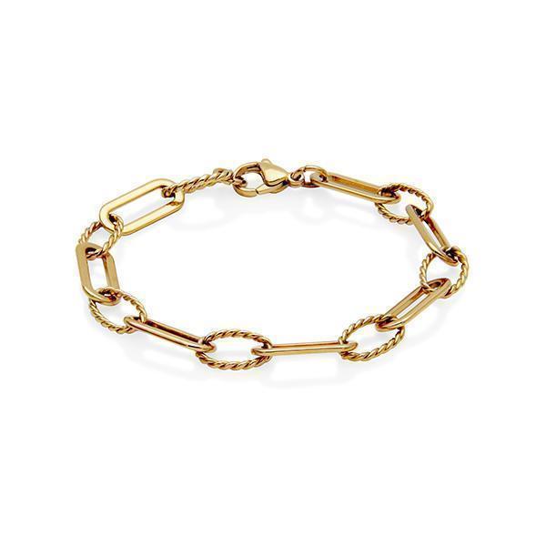 CJ Steelx Paperclip and Twisted Oval Link Bracelet - Gold