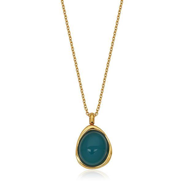 CJ STEELX Bluecat Eye Pendant Necklace Size 18 - Gold