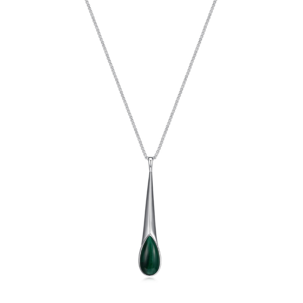 NR0LBVQ3-W Ethereal Drops Malachite Pendant Necklace
