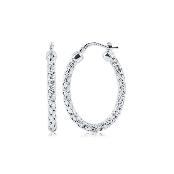 ECGR2Q00E-W Sterling Silver "MILAN OVAL 35" 35mm Oval Hoop Earrings