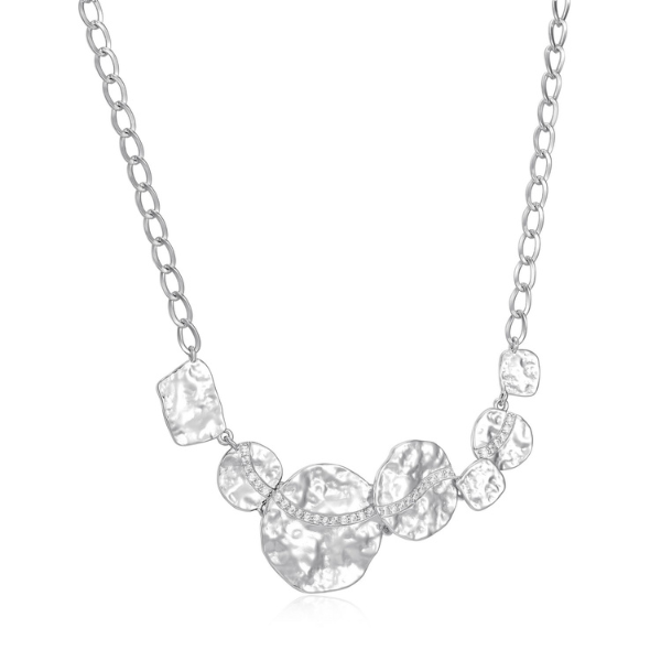 NR0LBZT0-W Galaxy Cubic Zirconia Multi-Size Disc Horizontal Necklace