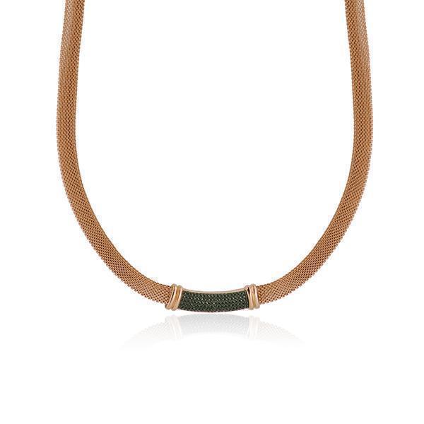 CJ Steelx CZ Mesh Necklace - Rose and Black