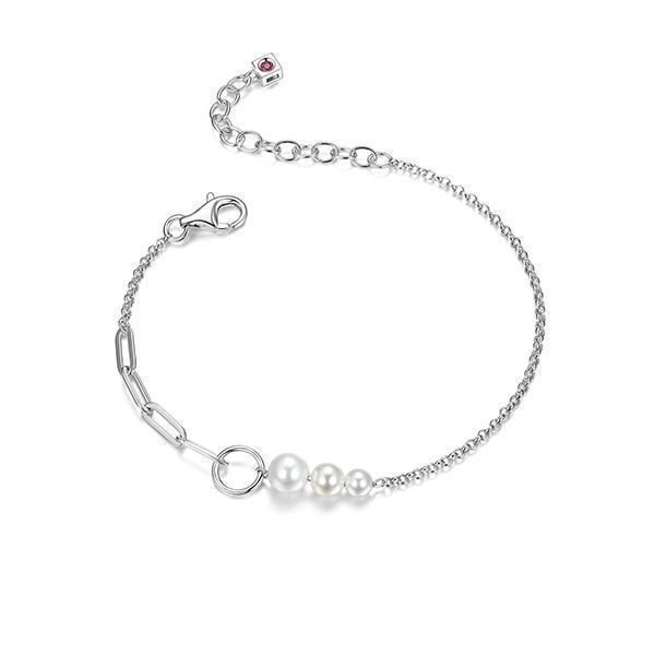 BR1LAJ3-W "Gem Clip" White Shell Pearl Bracelet