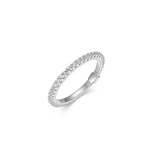 RR4LAF8-W-6 "Stardust" Clear Cubic Zirconia Skinny Eternity Ring - Silver - Size 6