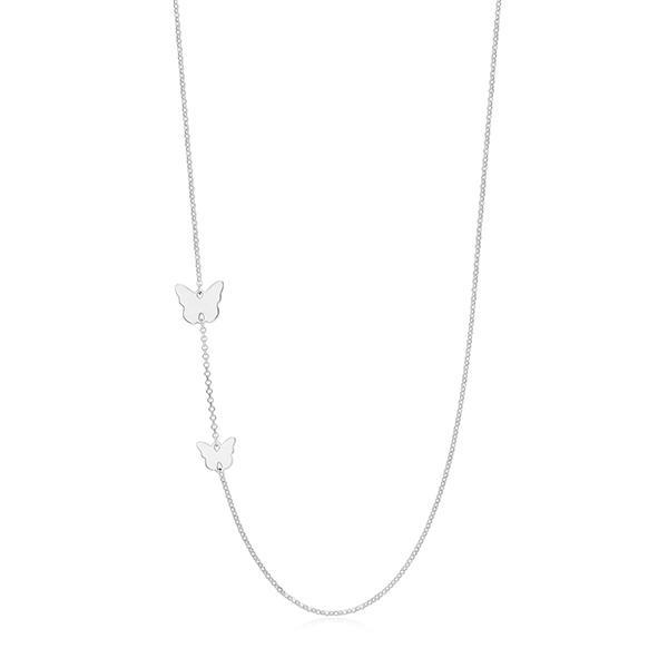 NR0ADHHA0-W-15 Sterling Silver Blue Whimsical Butterfly Necklace Size 15