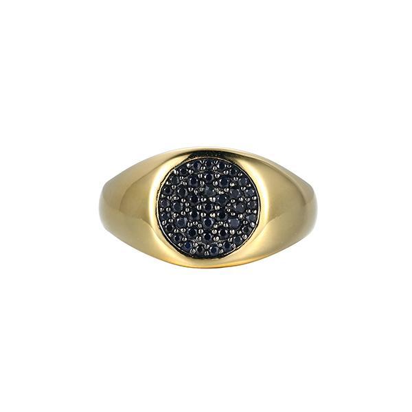Sterling silver CJ Ethos BLACK ICE 2 tone sapphire dome ring - size 11