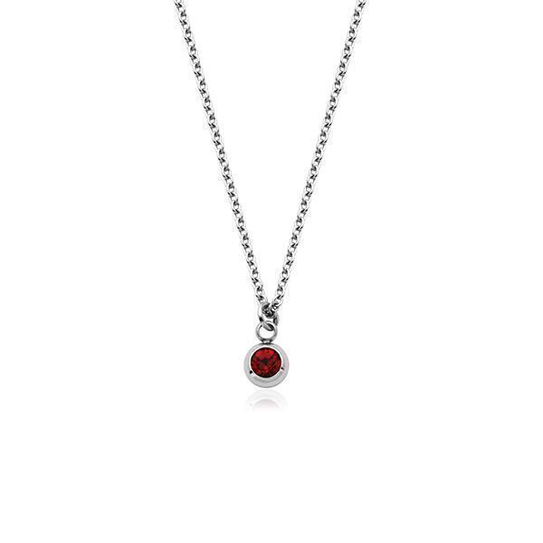 CJ Steelx Carded "July" Ruby Crystal Necklace - Silver