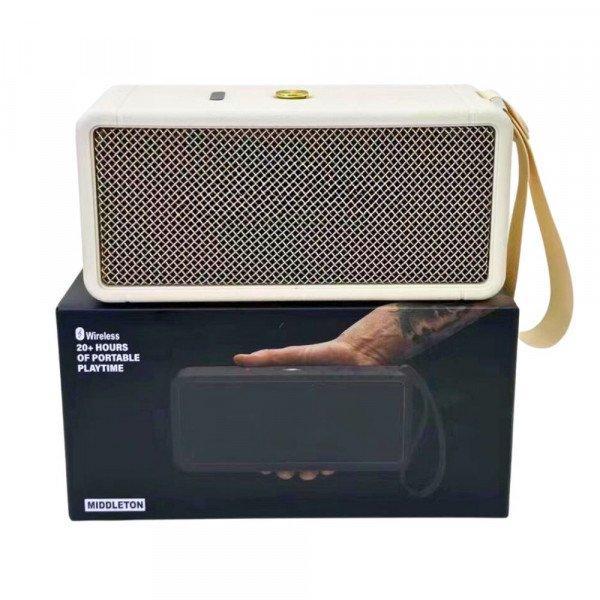 Fashion Mesh Speaker: HiFi Portable Audio, Bass Boost, Cool Boxy Design Handle Strap KIM3 for Universal Cell Phone And Bluetooth Device - White