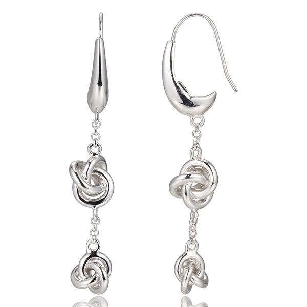 ER2LBL9A0-W Sterling Silver Double Knot Fishhook Drop Earrings