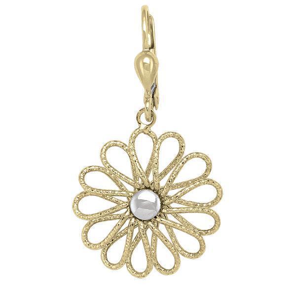 10K Gold and Silver Flower Shaped Fashion Drop Earrings