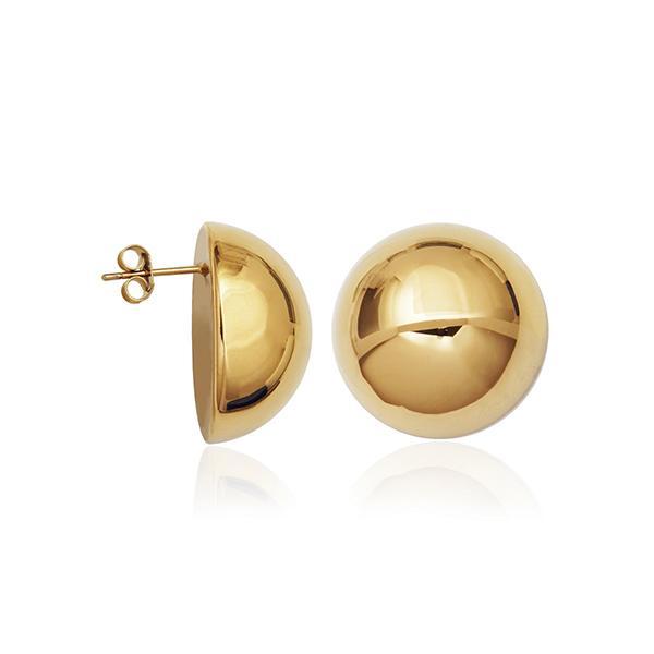 CJ STEELX High Polish Hollow Semi Sphere Stud Earrings - Gold
