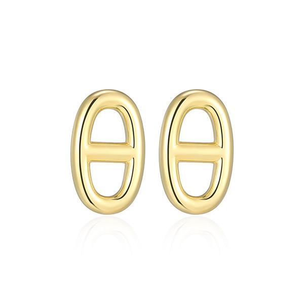 E32AWAKA0-Y Sterling Silver Marine Link Mini Stud Earrings