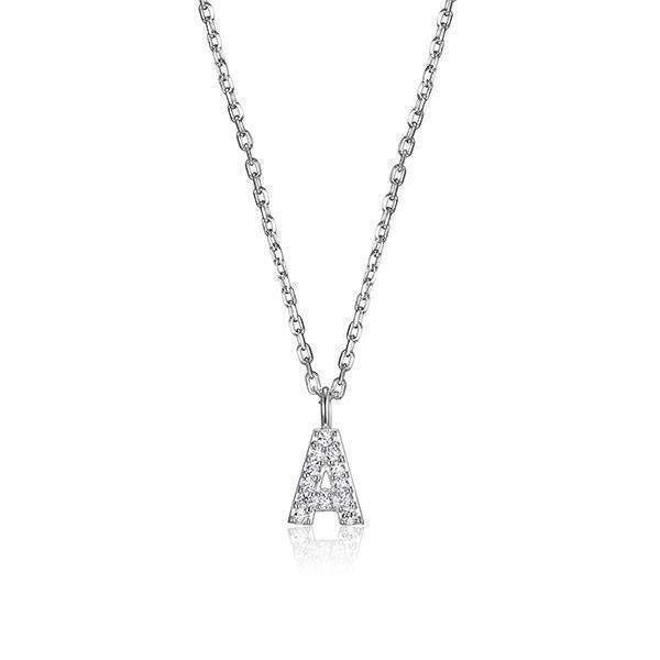 Diamondlite Cubic Zirconia Mini Initial A Necklace - Silver