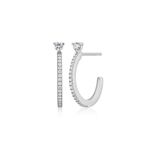 Diamondlite Cubic Zirconia Ultra-fine Pave 19mm Half Hoop Earrings - Silver
