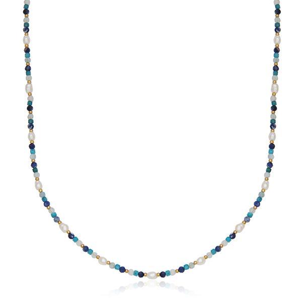 CJ STEELX Semi Precious Stone and Pearl Necklace Size 16 - Gold