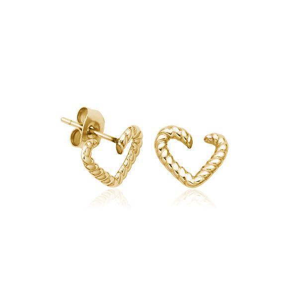 CJ Steelx Twisted Heart Stud Earrings - Gold