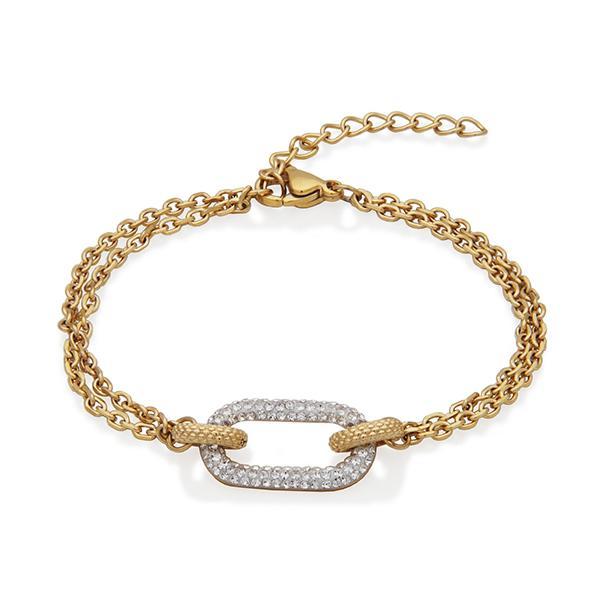 CJ STEELX Preciosa Crystal Interlink Bracelet Size 6.5 - Gold