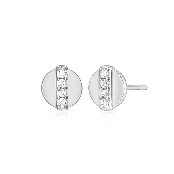 CJ Monte sterling silver lab­-created diamond polished disk stud earrings