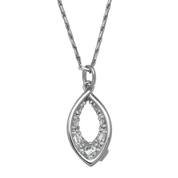 NR3LA9100-W-15.75 Sterling Silver Cubic Zirconia Marquis Necklace Size 15.75