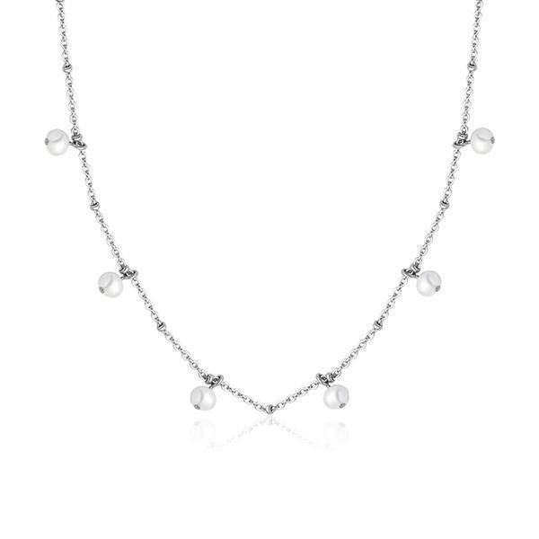 CJ Steelx Genuine Pearl Drip Station Necklace