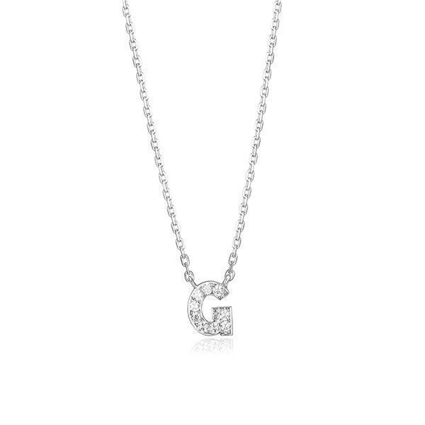 Diamondlite Cubic Zirconia Mini Initial G Necklace - Silver