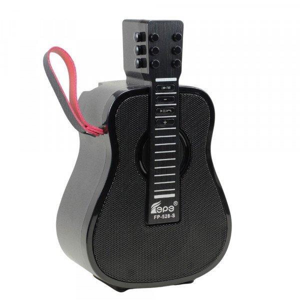 Portable Guitar-Shaped Bluetooth Speaker with Solar Charging and LED Light KIFP528S for Universal Cell Phone And Bluetooth Device - Black