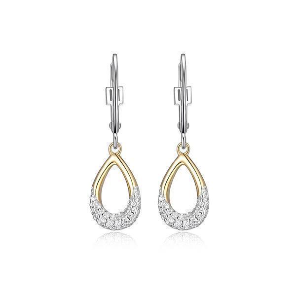 E32LCK5-Y "Caramel" Pear Shape and Pave Cubic Zirconia Dangle Earrings