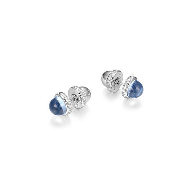 ER2LCSQB-W "Pivot" Synthetic Dark Blue Quartz & Cubic Zirconia Reversible Stud Earrings
