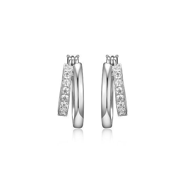 Diamondlite Cubic Zirconia Double Hoop Earrings - Silver