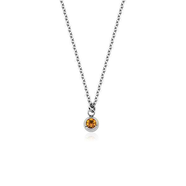CJ Steelx Carded "November" Citrine Crystal Necklace - Silver