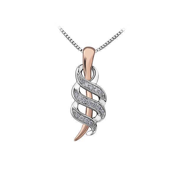 Diamond Pendant in 10K (0.1 and 0.036 CT. T.W.) - Silver and Rose