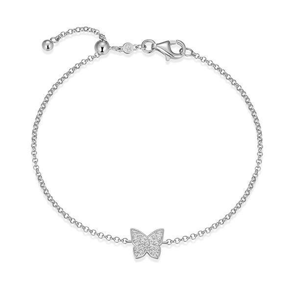 CJ Monte sterling silver lab­-created diamond butterfly adjustable bracelet