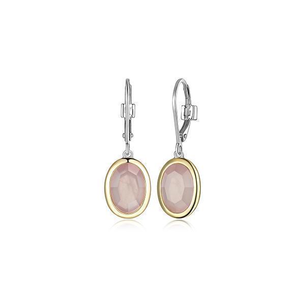 ER2LCPF-2T "Mirage" Rose Quartz in Bezel Set Drop Leverback Earrings