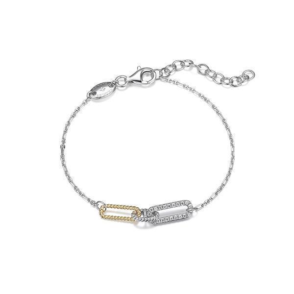 BCGR1Q1A6-2T Sterling Silver "PAPERCLIP" Rope and Link with Cable Chain Bracelet