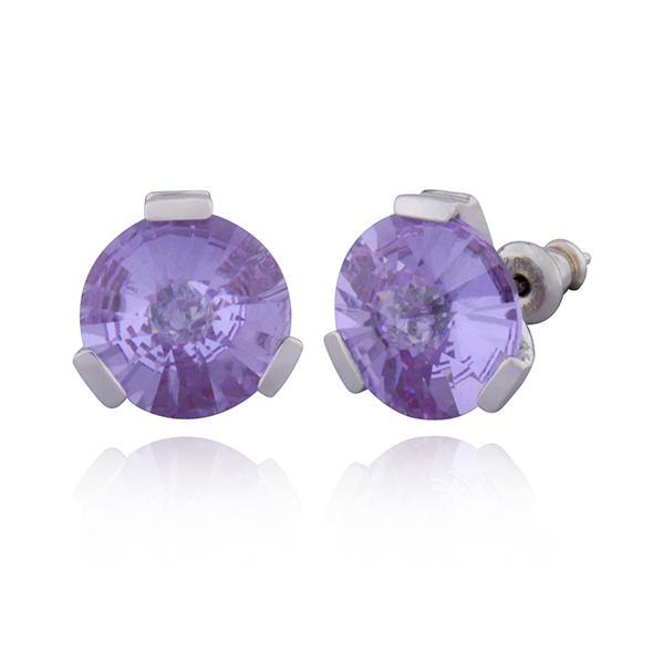 ER2LANH04-W Sterling Silver Lavender Cubic Zirconia Stud Earrings